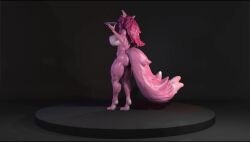 1girls 3_tails 3d 3d_model 5_toes abs animated anthro ass bennythedarkdragon big_breasts breasts completely_nude erect_nipples feet female fluffy_tail holding_object humanoid_feet humanoid_hands kitsune long_hair model mp4 muscular muscular_female naked nipples no_sound nude nude_female pink_body pink_eyes pink_fur pink_hair pose rai_(wyntersun) seductive spinning tail thick_thighs video