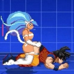 1boy 1futa ahe_gao anal anal_penetration anal_sex animated big_ass big_breasts big_penis black_hair blue_background blue_hair bouncing_ass bouncing_breasts bouncing_hair capcom cat_ears cat_humanoid cat_tail catgirl crossover darkstalkers doggy_style dragon_ball dragon_ball_super dragon_ball_z felicia_(darkstalkers) futa_on_male futa_penetrating_male futadom futanari game gif half_naked hand_on_butt large_ass large_breasts long_hair loop m.u.g.e.n male_penetrated malesub mugenfutacharsmaker muscular_male penetration penis pixel_art short_hair short_playtime son_goku