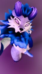 3d_(artwork) 4k 9:16 absurd_res anthro anthro_only blender_(software) blumarshmallow blumarshmallow_(artist) digital_media_(artwork) erection fur hi_res hypnotic_eyes knot looking_up male male_only selfie simple_background solo wickerbeast