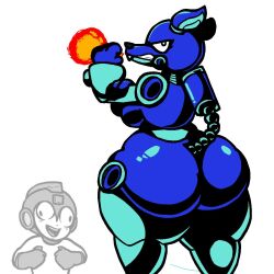 1girls 2024 2d 2d_artwork android android_girl angry angry_expression anthro anthro_only big_ass big_breasts breasts bubble_butt color female female_focus female_only furry hot_dog_(mega_man) huge_ass lewdewott looking_back mega_man mega_man(classic) mega_man_(character) robot robot_girl thick_thighs wide_hips