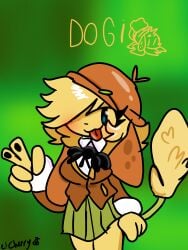 big_breasts brown_hat dogi_(el_cherry) dogtail dogtail_(pvz) el_cherry plants_vs_zombies yellow_fur