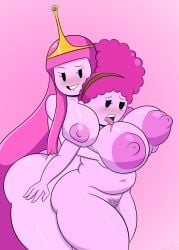 adventure_time aunt_lolly large_breasts lesbian_sex milf playing_with_breasts pleasure_face princess_bubblegum