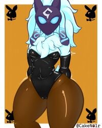 1girls 2023 absurd_res anthro arm_gloves arms_behind_back bunnysuit caprine female female_only floppy_ears fur kindred lamb_(league_of_legends) league_of_legends looking_at_viewer mask odiniix pantyhose playboy_logo riot_games solo thick_thighs wide_hips