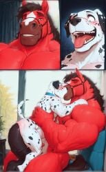 ai_generated big_ass big_balls big_penis dog equine equine_penis furry gay horse horsecock muscle yaoi