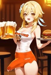 1futa ai_generated alcohol ball_bulge balls balls_under_clothes beer beer_mug blonde_hair breasts bulge bulge_through_clothing casual casual_boner casual_ejaculation casual_erection clothed crop_top cum cum_drip cum_on_clothes cum_on_penis cum_through_clothes cumdrip cumshot dickgirl doseogwan ejaculation ejaculation_under_clothes employee_uniform erect_penis erection erection_under_clothes femboy futa_only futanari genshin_impact hair_flower hands-free handsfree_ejaculation holding_beer holding_object hooters hooters_uniform indoors long_penis looking_at_viewer lumine_(genshin_impact) open_mouth orange_shorts orgasm_without_stimulation penis penis_bulge penis_under_clothes short_hair short_shorts shorts smile solo solo_futa spontaneous_ejaculation spontaneous_orgasm standing sweat tank_top tenting thighs visible_penis_shape waitress white_tank_top yellow_eyes