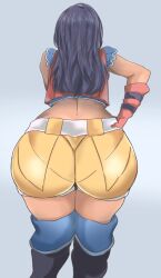 1girls ass ass_focus bent_over black_boots black_fur black_thighhighs bubble_butt clothed crop_top curvy dark-skinned_female dat_ass female female_only gloves hand_on_hip highres large_ass long_hair milf monolith_soft nintendo pink_gloves red_crop_top sharla_(xenoblade) shorts slim_waist thick_thighs thigh_strap thighhighs thighs tsugu39 viewed_from_behind voluptuous wide_hips xenoblade_(series) xenoblade_chronicles yellow_shorts