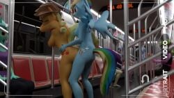 2futas 3d 3d_(artwork) anal anal_sex animal_genitalia animal_penis animated applejack_(mlp) balls blonde_hair blue_body blue_skin clothed_female clothed_male clothed_male_nude_futanari cowboy_hat cutie_mark earth_pony equid equine equine_genitalia equine_penis friendship_is_magic futanari group hasbro hat horse horsecock intersex kinkivas lyra_heartstrings_(mlp) multicolored_hair my_little_pony no_sound nude nude_futanari nude_intersex orange_body orange_skin pegasus penis pony public public_nudity rainbow_dash_(mlp) rainbow_hair tagme video wings