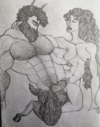 beard bearded big_balls big_penis deryn_(character) facial_hair faun freckles freckles_on_ass freckles_on_breasts george_(character) hairy hairy_balls hairy_chest hairy_male hooves horns hunk long_hair long_hair_female manly muscle muscular muscular_male pencil_(artwork) satyr side_fuck sidefuck sketch standing_sex straight straight_sex thick_penis traditional_art traditional_media traditional_media_(artwork) vaginal_penetration vaginal_sex veiny_muscles veiny_penis