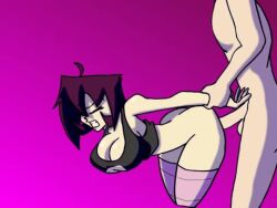 2d animated bigdad camisole closed_eyes female from_behind gaz_membrane goth goth_girl grabbing_arm invader_zim jiggle jiggling_breasts legwear light-skinned_female light-skinned_male light_skin male male_on_female pulling_arm pulling_arms sex straight thicc_gaz