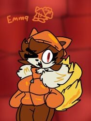 anthro brown_hair bushy_tail coat el_cherry emma_(el_cherry) female fluffy_tail fox orange_fur plants_vs_zombies smiling solo tagme tail winking winking_at_viewer