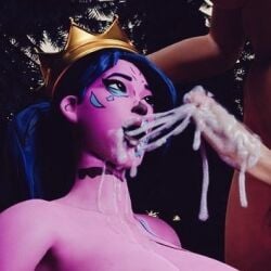 1girl 1girls 3d balls big_breasts big_penis crown cum cum_in_mouth cum_on_breasts cum_on_face cum_on_penis erect_penis excessive_cum female fortnite ghoul_trooper nude nude_female penis queenghoulynsfw tagme