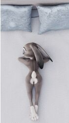 3_toes 3d_(artwork) 9:16 absurd_res anthro anus bed closed_eyes cotg_(artist) crossed_feet digital_media_(artwork) disney ears_down feet female fur furniture grey_body grey_fur hi_res judy_hopps lagomorph leporid lying mammal multicolored_body nude on_front paws pivoted_ears presenting pussy rabbit relaxing sleeping solo toes zootopia