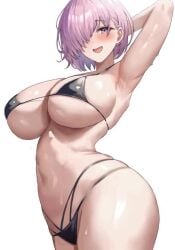 1girls 2d 2d_animation animated animation arm_up armpits bikini breasts fate/grand_order fate_(series) female hair_over_one_eye hi_res huge_breasts jasony light-skinned_female light_skin mash_kyrielight no_sound pink_hair purple_eyes short_hair shorter_than_30_seconds solo tagme video