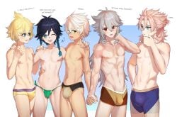 albedo_(genshin_impact) bana_gameg bennett_(genshin_impact) bulge mika_(genshin_impact) razor_(genshin_impact) underwear venti_(genshin_impact)