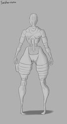 1girls android female gynoid humanoid machine monochrome nipples pilot_(titanfall) respawn_entertainment robot robot_girl saidra simple_background simulacrum solo solo_female standing stim_pilot titanfall titanfall_2