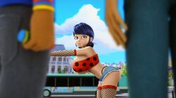 1girls 2boys 3d after_sex background big_breasts bimbo blue_eyes blue_hair blue_sky breasts bus city cleavage closed_mouth cum cum_in_mouth detached_sleeves edit female fishnet_stockings fishnets gan_(artist) highres huge_breasts large_breasts marinette_cheng marinette_dupain-cheng miraculous_ladybug nipples_visible_through_clothing outdoors ponytail screenshot screenshot_edit short_hair short_shorts sideboob stockings teenager thong top underboob whale_tail