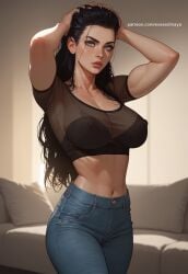 abs ai_generated arms_up ass bedroom belly bending_forward big_breasts breasts cameltoe cap caught_naked caught_off_guard eveandmaya female fit fit_female flashing from_behind from_below gambling hand_bra legs_up lifting_shirt muscle muscle_mommy muscular muscular_arms muscular_female panties photoshoot pose pussy pussy_shot selfpic sexy sexy_pose