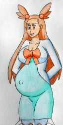 1girls big_breasts breasts brown_eyes brown_hair brown_hair_female female_only gym_leader huge_belly jasmine_(pokemon) old_quality pokemon pokemon_gsc pregnant pregnant_belly pregnant_female ready_to_pop sitting sketch solo