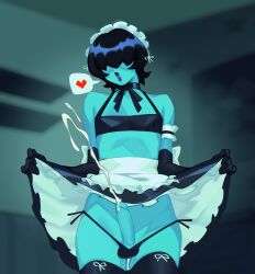 1nonbinary 2025 2d artist_request balls baton commission cum deltarune dialogue enby hair_between_eyes kris_(dark_world_form) kris_(deltarune) maid maid_outfit nonbinary penis twitter_link
