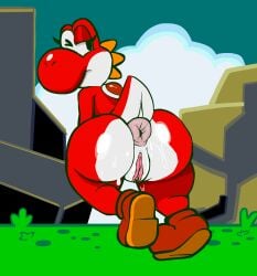 1girls anthro anus ass background bedroom_eyes big_ass dinosaur eyelashes fat_ass female female_only full_body furry furry_female furry_only huge_ass large_ass looking_at_viewer mario_(series) nintendo outside presenting_anus presenting_ass presenting_hindquarters presenting_pussy pussy red_skin red_yoshi reptile scalie self_upload shoes solo solo_female super_mario_bros. super_mario_world tail woahaldo yoshi