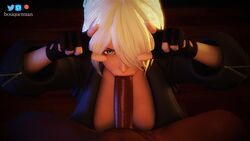 1boy 1girls 3d angel angel_(kof) animated bouquetman dark-skinned_male double_v eye_contact fellatio interracial king_of_fighters king_of_fighters_xiv oral penis posing pov sound tagme video white_hair