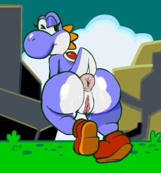 1girls anthro anus ass background bedroom_eyes big_ass blue_yoshi dinosaur eyelashes fat_ass female female_only full_body furry furry_female furry_only huge_ass large_ass looking_at_viewer mario_(series) nintendo outside presenting_anus presenting_ass presenting_hindquarters presenting_pussy pussy reptile scalie self_upload shoes solo solo_female super_mario_bros. super_mario_world tail woahaldo yoshi