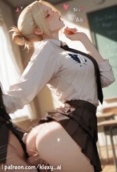 1boy ai_generated annie_leonhardt anus ass attack_on_titan balls bangs blonde_hair blue_eyes blush breasts collarbone cowgirl_position cum cum_in_pussy cum_inside doggy_style female female_on_cloth female_pubic_hair folded full_nelson klexyai large_breasts looking_at_viewer male male_pubic_hair navel nipples nude open_mouth overflow parted_lips penis penis_in_pussy pubic_hair pussy reverse_suspended_congress sex shingeki_no_kyojin short_hair solo_focus spread_legs straight testicles thighs uncensored vagina vaginal_penetration