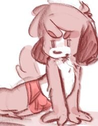 animal_crossing anthro black_nose briefs briefs_only brown_body brown_fur bulge canid canine canis clothed clothing detailed_bulge digby_(animal_crossing) domestic_dog fur gay-rabbit male mammal monotone_briefs monotone_clothing monotone_underwear nintendo red_briefs red_clothing red_underwear shih_tzu simple_background solo tan_body tan_fur toony topless topless_anthro topless_male toy_dog underwear underwear_only white_background