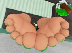 1girls 3d artist_request feet feet_focus female foot_fetish green_clothing roblox roblox_avatar robloxian sleeping soles tagme toes