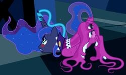 2019 absurd_res anus badumsquish blue_eyes blue_hair blush bound equid fingering friendship_is_magic hair hi_res horn living_clothing mammal monster my_little_pony princess_luna_(mlp) pussy sparkles tentacle tentacle_monster trapped unicorn