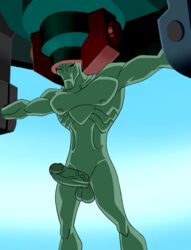 alien dc dc_comics edit erection male male_focus male_only martian martian_manhunter muscles penis restrained screen_capture screencap screenshot screenshot_edit solo