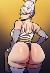 ai_generated artist_name ass_focus ayase_seiko back_view behind_view big_ass big_butt bubble_butt dandadan female looking_at_viewer solo thick_thighs wqzyart