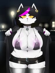 anthro bra catti_(deltarune) deltarune digital_media_(artwork) emo feline female_only furry_only goth hi_res legs mdthetest semi_nude shorts
