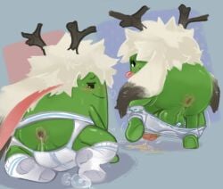 antlers bean_(dumb_ways_to_die) bunny_hat buttplug cum donut_anus dumb_ways_to_die gaping_anus gay green_body jockstrap long_ears male oc peeing presenting socks solo_focus sweat tounge_out underwear underwear_down