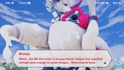 1futa 1girls 3d ass blue_hair bronya_zaychik buttjob coaxel cum_on_ass cum_on_penis english_text female female_on_futa femdom futanari futasub grabbing_legs hair_drills honkai_impact_3rd huge_ass huge_cock nsfw4ve pink_eyes reverse_amazon_position sky tagme text_box wendy_(honkai_impact_3rd) white_hair