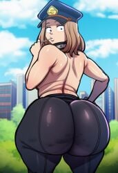 ai_generated ass_focus back_view behind_view big_ass big_butt boku_no_hero_academia bubble_butt butt_markings camie_utsushimi female looking_at_viewer my_hero_academia solo sucking sucking_lollipop thick_thighs tight_clothes tight_pants utsushimi_camie wqzyart