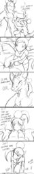 absurd_res canid canine comic dahp dialogue female flaccid grey_fox hi_res male mammal monochrome noonie-beyl notactuallyhere oral penis size_difference straight urocyon zebrashark