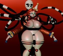 2girls 3d 3d_(artwork) 3d_render eenepie female/female five_nights_at_freddy's five_nights_at_freddy's:_secret_of_the_mimic five_nights_at_freddy's_4 jackie_(fnaf) nightmarionne sharp_teeth tentacle tentacle_penetration thick_thighs