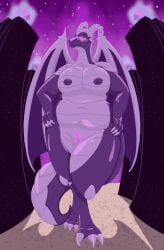 3_toes anthro ass belly big_breasts big_butt breasts building claws crazy_8_animations dragon end_crystal ender_dragon feet female genitals glowing glowing_eyes glowing_genitalia glowing_vulva hands_on_hips hi_res horn knee_pads looking_at_viewer looking_down looking_down_at_viewer macro microsoft minecraft mojang mythological_creature mythological_scalie mythology navel nipples perspective perspective_shot purple_body purple_eyes purple_sky scales scalie shadow size_difference sky solo tail thick_thighs toes tower towering under_boob vulva wings xbox_game_studios