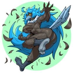 5_fingers 5_toes anthro ass avian beak big_breasts big_butt bird black_body breasts ceehaz convenient_censorship feathers feet female fingers hair humanoid_feet humanoid_hands lightened_soles long_hair martlet_(undertale_yellow) martlet_(zenith_form) muscular muscular_anthro muscular_female non-mammal_breasts nude plantigrade scuted_legs scutes soles solo source_request tail tail_feathers thick_thighs toes undertale_(series) undertale_yellow