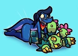 2026 ambiguous_penetration anthro anthro_penetrating anthro_penetrating_humanoid ass blue_body blue_hair blue_scales bodily_fluids claws cum cum_inside cum_on_back cum_on_butt cum_splatter doggy_style duo elemental_creature eyewear female female_penetrated finger_claws flora_fauna from_behind_position generation_5_pokemon genital_fluids glasses green_body grey_eyewear grey_glasses grin hair humanoid humanoid_on_anthro humanoid_penetrated leaf_(anatomy) lizard looking_pleasured lying male male/female male_penetrating male_penetrating_female maractus nintendo on_front penetration pink_body plant pokemon pokemon_(species) purple_eyes reptile scales scalie sex sharp_teeth smile teeth thrusting ulti_(ultilix) ultilix yellow_claws yellow_eyes yellow_sclera