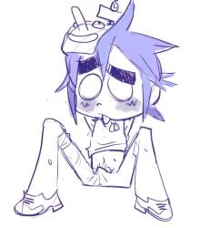 2d_(gorillaz) 2d_(plastic_beach) :p big_head bulge bulge_through_clothing bulge_under_clothes chibi chibi_style clown_mask erect_penis erection erection_under_clothes erection_under_clothing gorillaz male male_focus male_only marshrotten mask mask_on_head non-binary tongue tongue_out toony toony_face