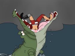 barefoot boot captain_hook comeuppance embarrassed_underwear_female female_prey foot genderswap_(mtf) hole_in_pants midriff midriff_baring_shirt mshook panties panties_visible_through_clothing peril peter_pan_(disney) pirate rule_63 single_bare_foot single_shoe single_sock socks tick-tock tick_tock_crocodile torn_pants torn_shirt upside-down villainess vore vore_peril water white_panties