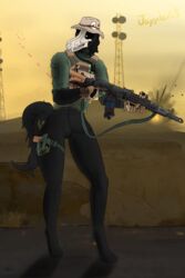 1girls 2019 absurd_res anthro black_fur black_hair black_sclera bottomless clothes clothing feet female female_only firearm fur furry glock gun hair handgun hi_res jayydenarts partially_clothed paws pistol pussy ranged_weapon scp-1471 scp_foundation sharp_teeth skull solo source_request teeth text thick_thighs watermark weapon wide_hips