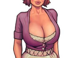 1girls 2d 2d_(artwork) big_breasts blouse boobsgames bra breast_focus breasts cleavage collarbone digital_media_(artwork) eyes_out_of_frame game_cg hidden_eyes huge_breasts jenna_(warlock_and_boobs) light-skinned_female massive_breasts mature mature_female mature_woman milf mommy mother plump_lips presenting_breasts red_hair revealing_clothes transparent_background upper_body video_game_character warlock_and_boobs white_bra