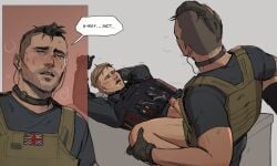 2boys anal anal_penetration anal_sex artist_request bara beard beard_stubble blonde-haired_male blonde_hair blush blushing breath_cloud butterfly_position call_of_duty call_of_duty_modern_warfare_2_(2022) caucasian cock cum cumming dialogue ejaculation erection gay gay_anal gay_sex half-closed_eyes half-dressed john_mactavish legs_apart male male/male male_only male_penetrated male_penetrating male_penetrating_male military military_uniform mohawk mouth_open muscles muscular muscular_male open_mouth penetration penis phillip_graves scar scar_on_cheek scottish soap_(modern_warfare_2) soldier speech_bubble spread_legs sweat sweatdrop tactical_gear tanned tanned_skin voluptuous voluptuous_male