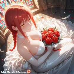 abandoned ai_generated chainsaw_man eriot_markov(artist) girlfriend makima_(chainsaw_man) red_hair white_dress yellow_eyes