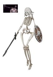 1girls anal buttplug female holding_weapon monster monster_girl ri14m shield simple_background skeleton sword undead white_background