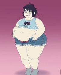 clothed clothed_female fat fat_fetish female female_only gorillaz noodle_(gorillaz) noodle_(humility) obese obese_female stomach