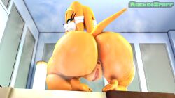 3d 3d_(artwork) absurd_res anthro anus ass bedroom_eyes big_butt butt_focus digital_media_(artwork) echidna female genitals hi_res huge_butt kneeling looking_at_viewer looking_back looking_back_at_viewer mammal monotreme musk musk_cloud musky_butt narrowed_eyes nude nude_female plump_labia puffy_anus rear_view rocketspuff seductive sega smile solo sonic_(series) sonic_adventure sonic_the_hedgehog_(series) tikal_the_echidna vulva